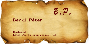 Berki Péter névjegykártya