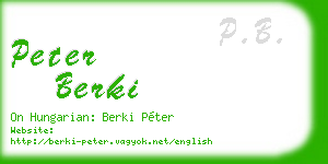 peter berki business card